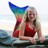 swimmable mermaid tail in rainbow 3D scale design