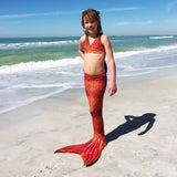 mermaid tail in orange, yellow, and pink, tiger queen